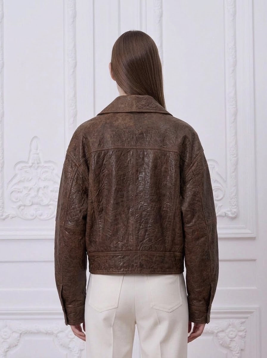 YSL - Bomber en cuir vieilli