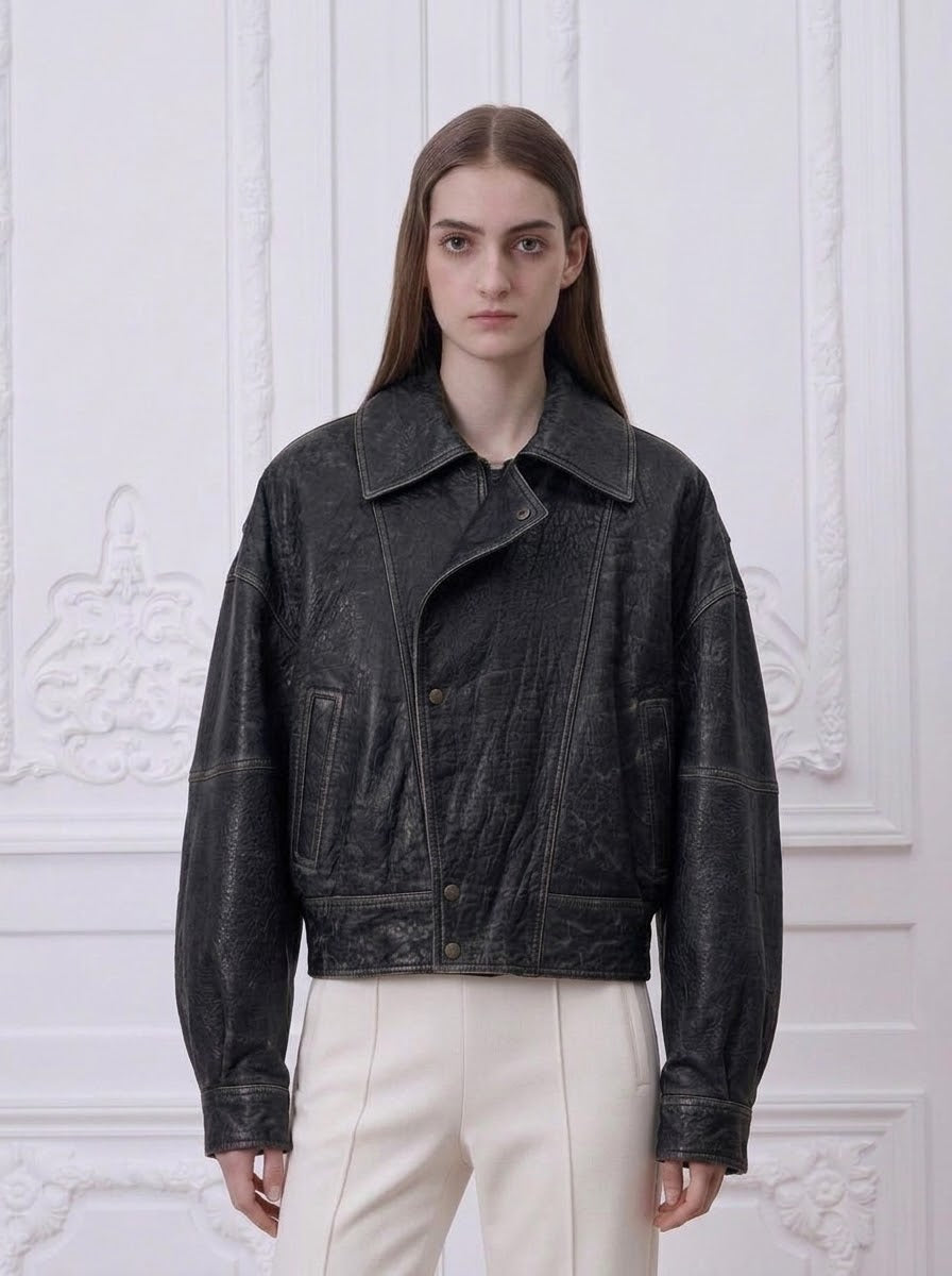 YSL - Distressed Leather Bomber