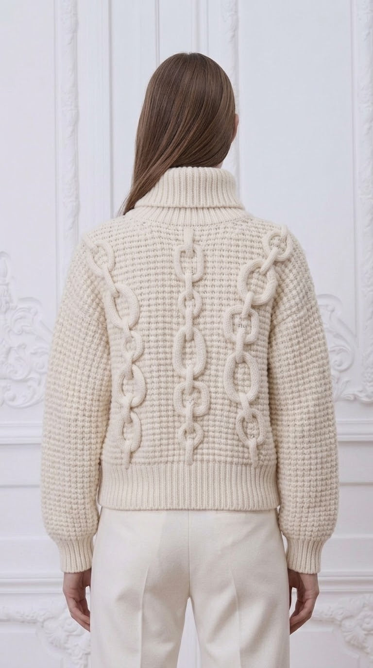Hermes - Chain Ribbon Cashmere Turtleneck