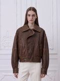 YSL - Bomber en cuir vieilli