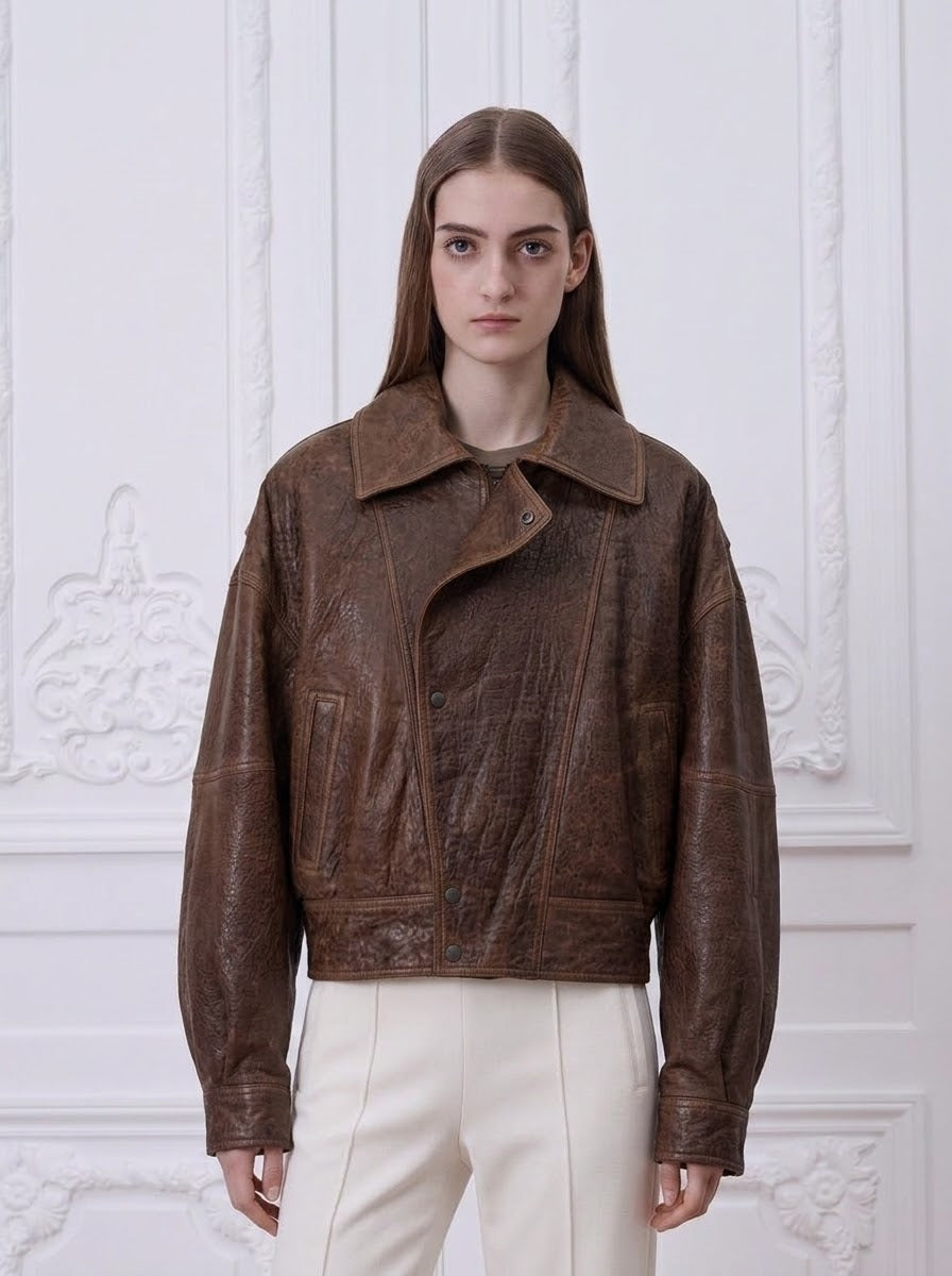 YSL - Distressed Leather Bomber