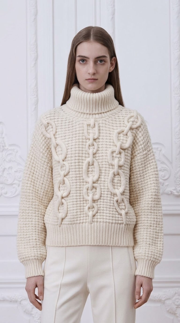 Hermes - Chain Ribbon Cashmere Turtleneck