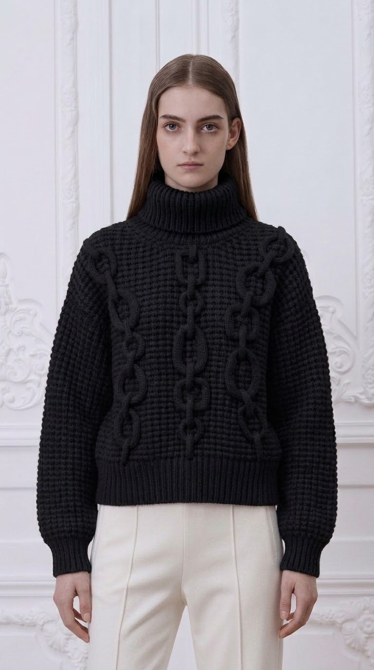 Hermes - Chain Ribbon Cashmere Turtleneck