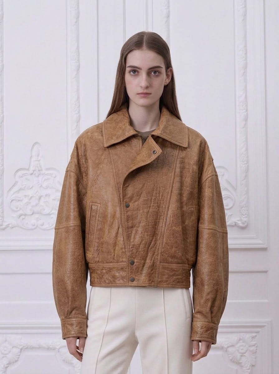 YSL - Distressed Leather Bomber