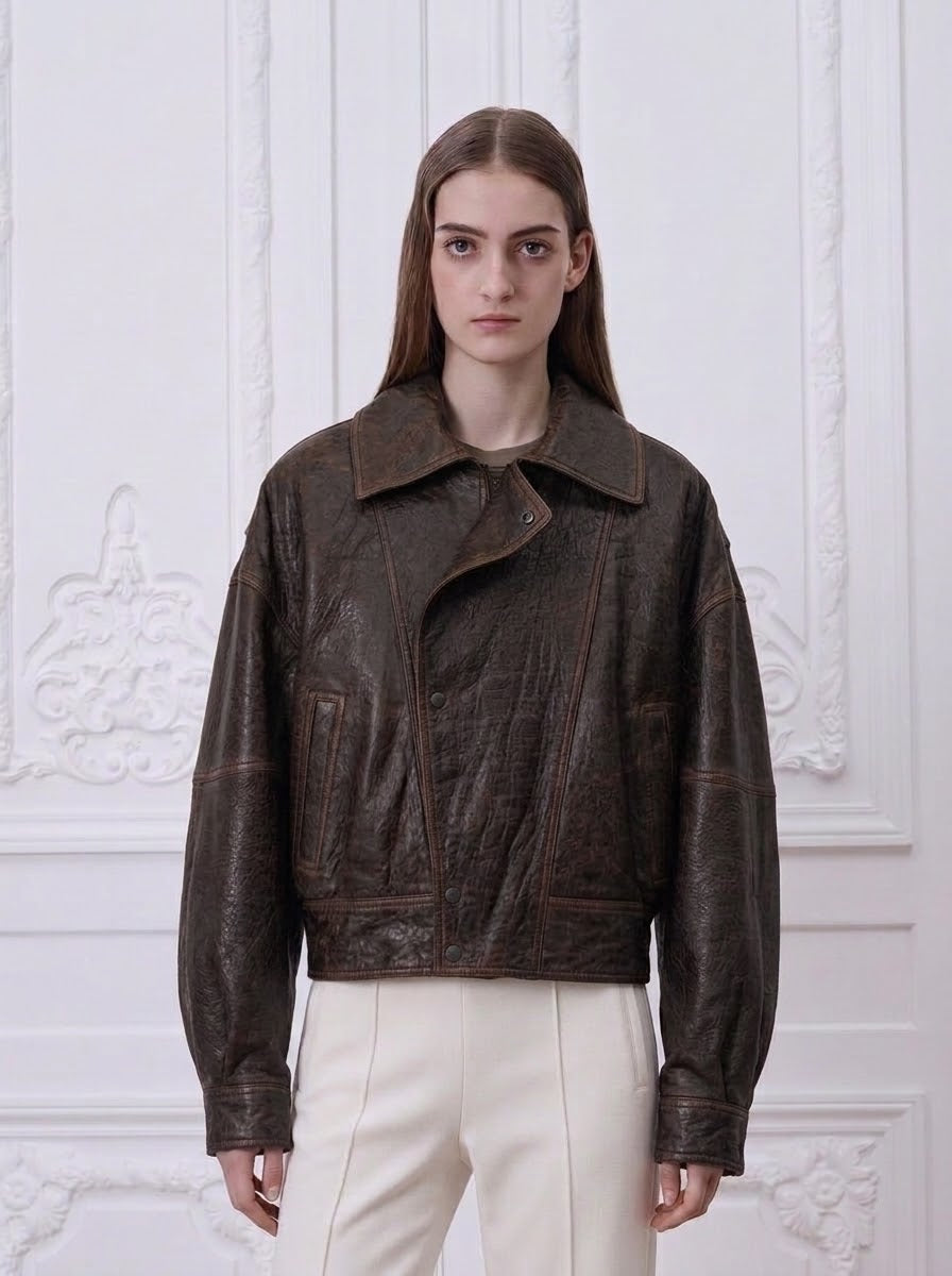 YSL - Distressed Leather Bomber