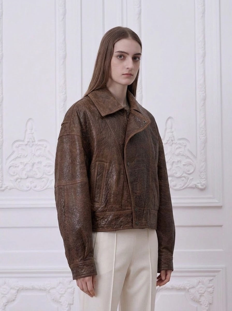 YSL - Distressed Leather Bomber