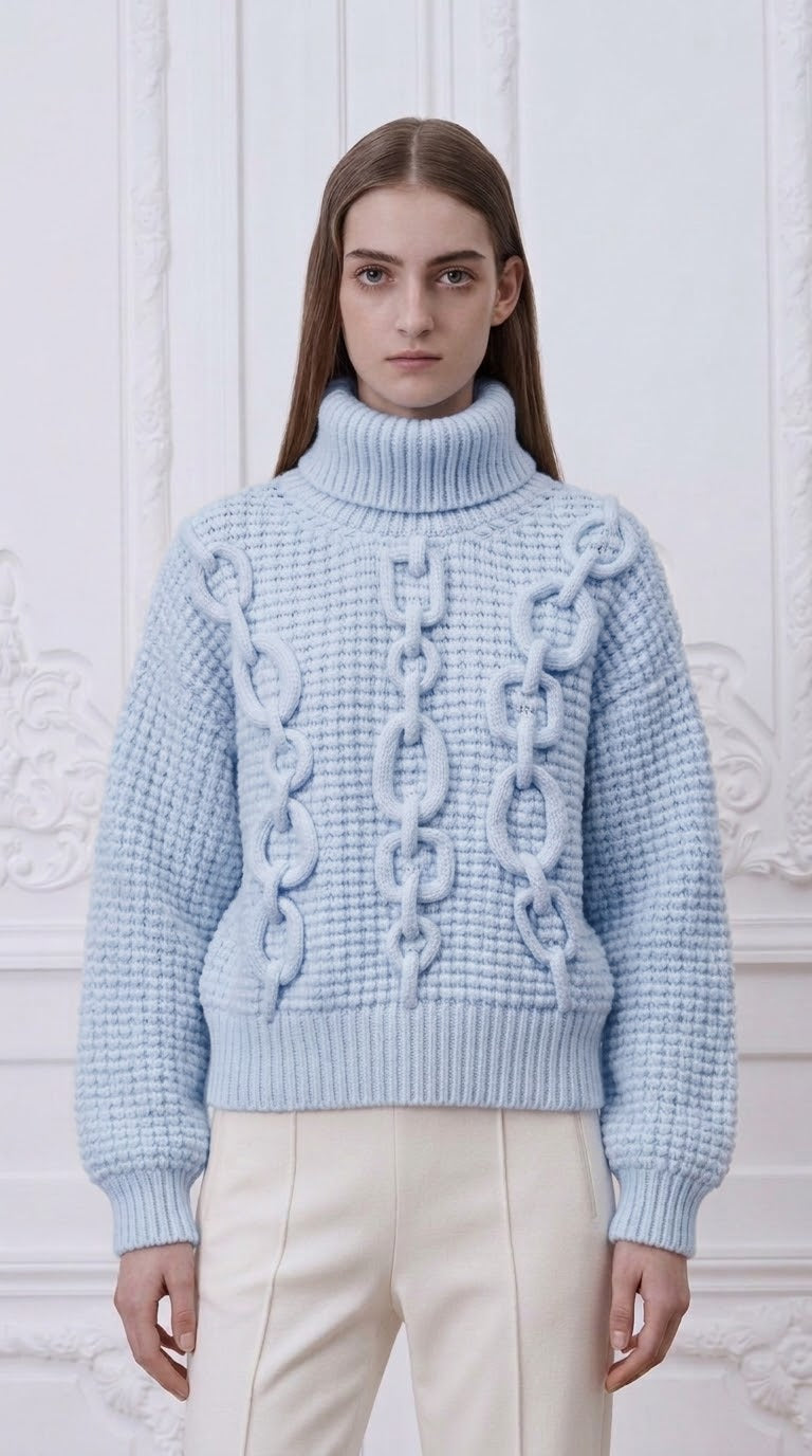 Hermes - Chain Ribbon Cashmere Turtleneck