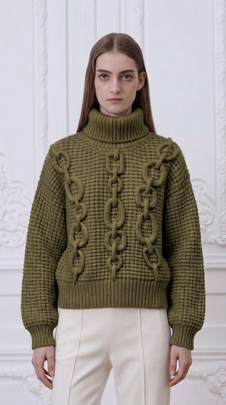 Hermes - Chain Ribbon Cashmere Turtleneck