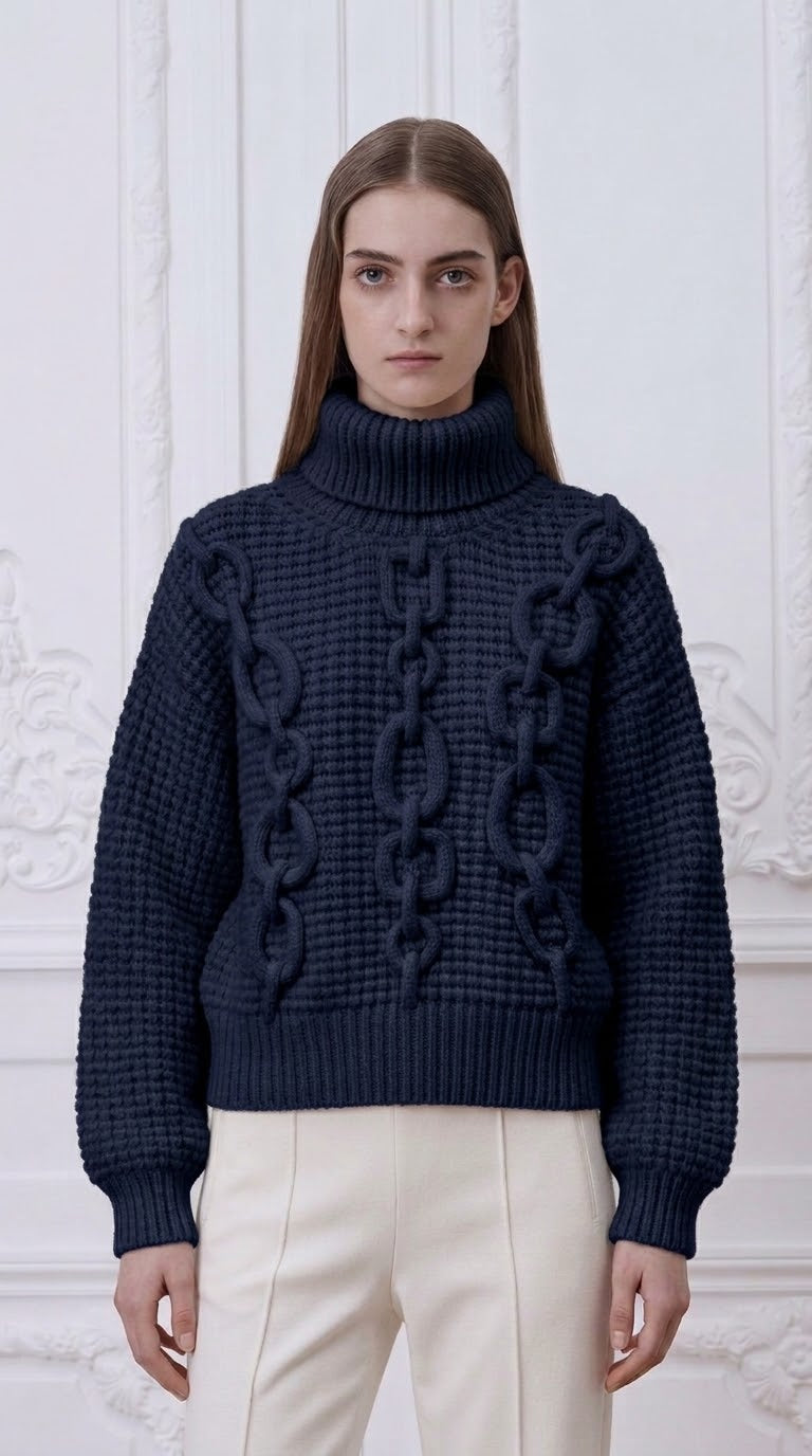 Hermes - Chain Ribbon Cashmere Turtleneck