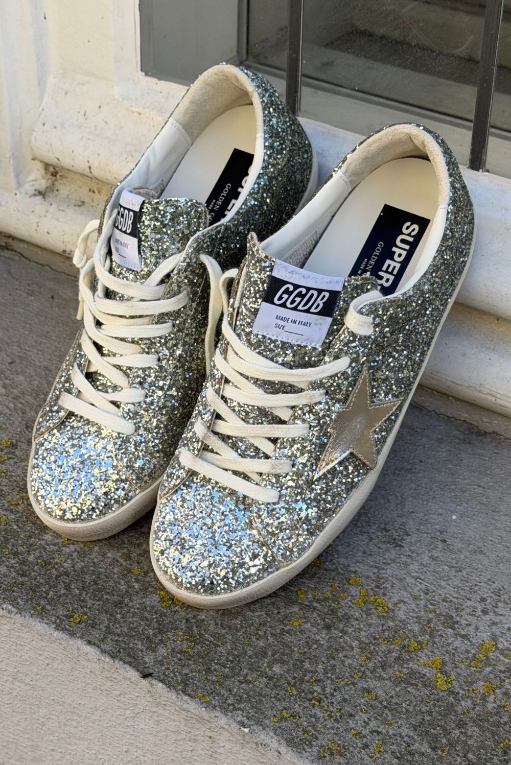 Golden Goose Superstar platinum/green