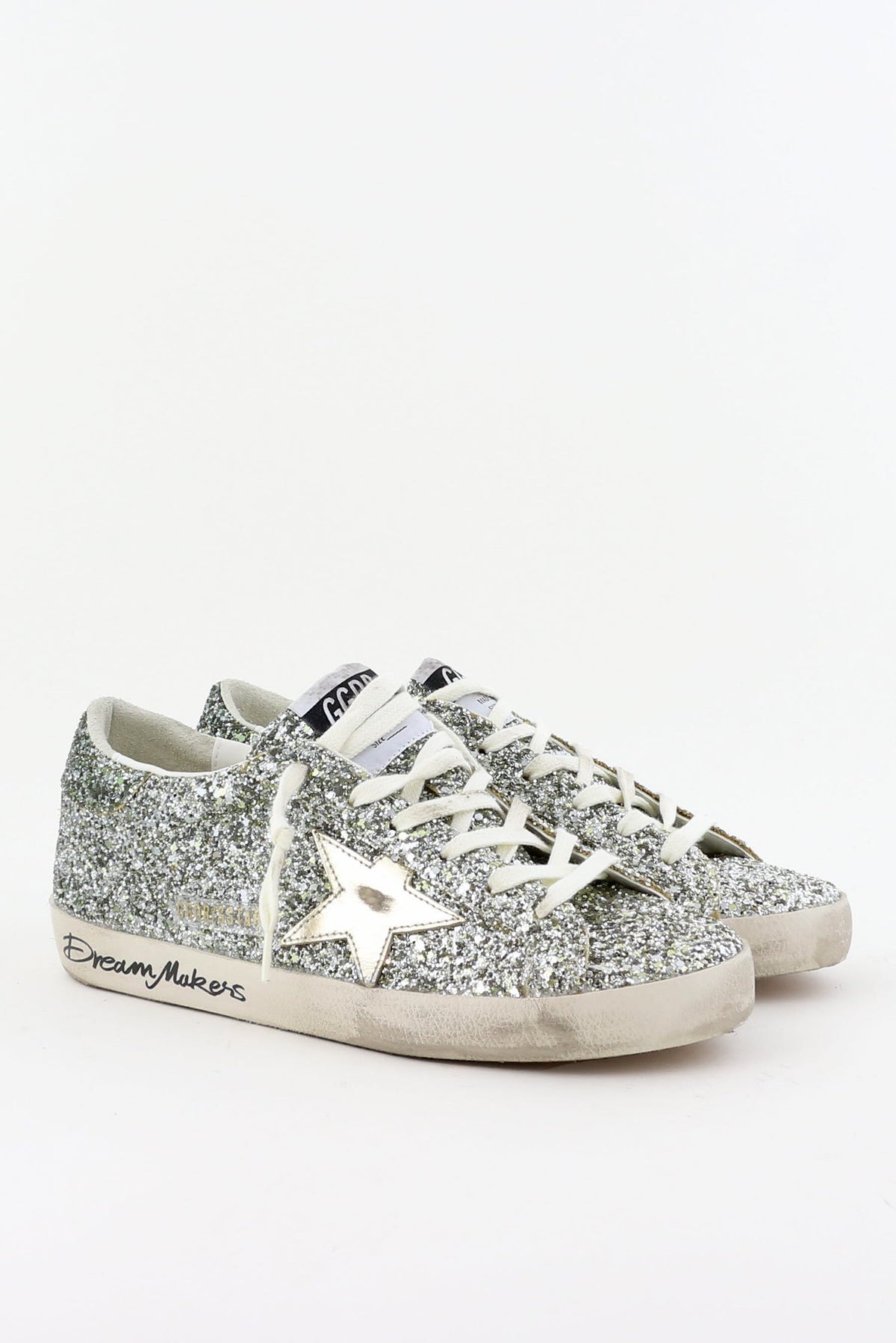 Golden Goose Superstar platinum/green